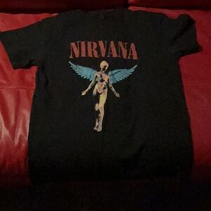 NIRVANA Black Tee with Angel Graphic